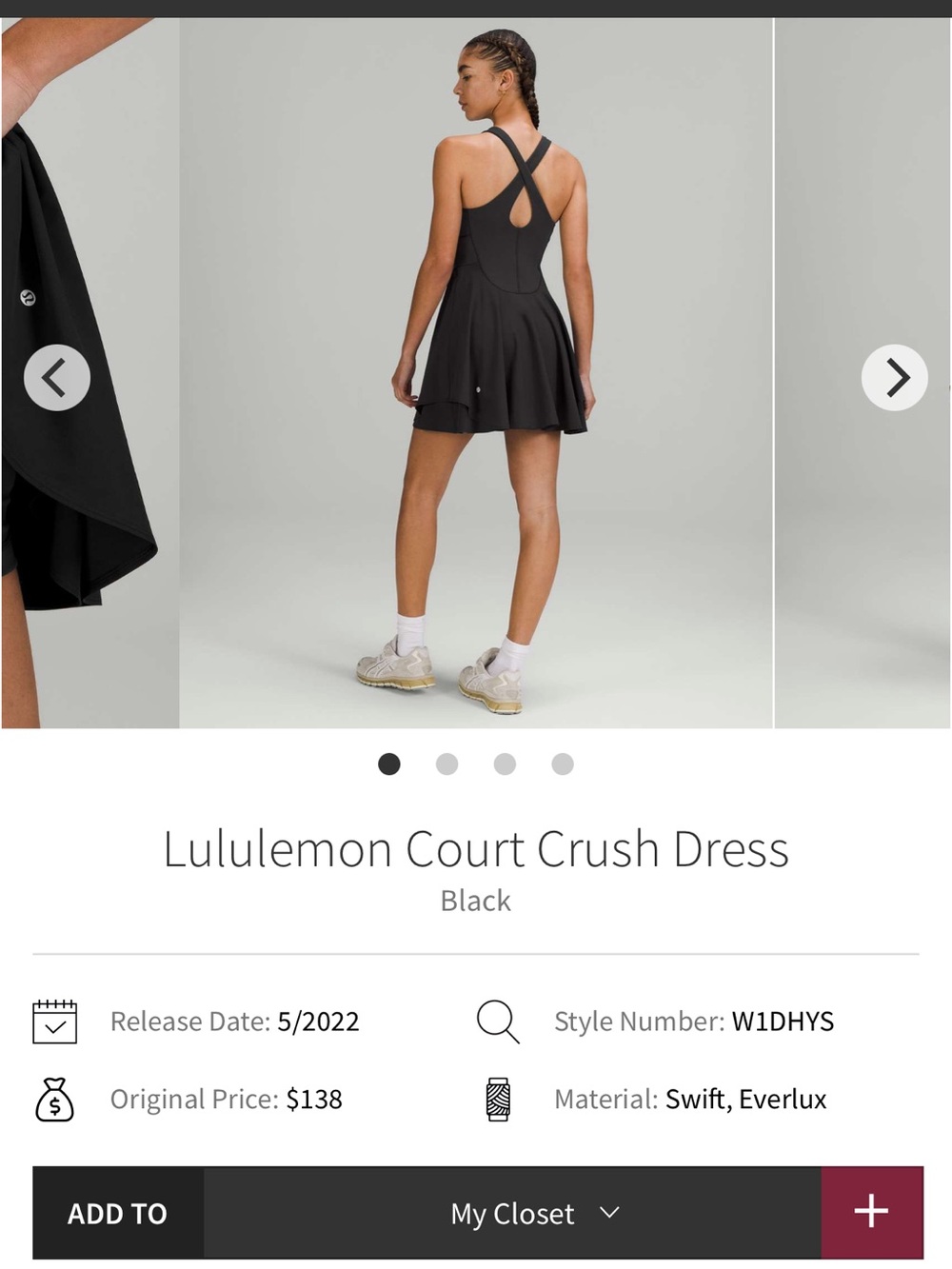 Lululemon court crush dress